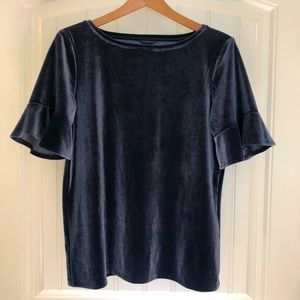 Ann Taylor Gray/Blue Velvet Top